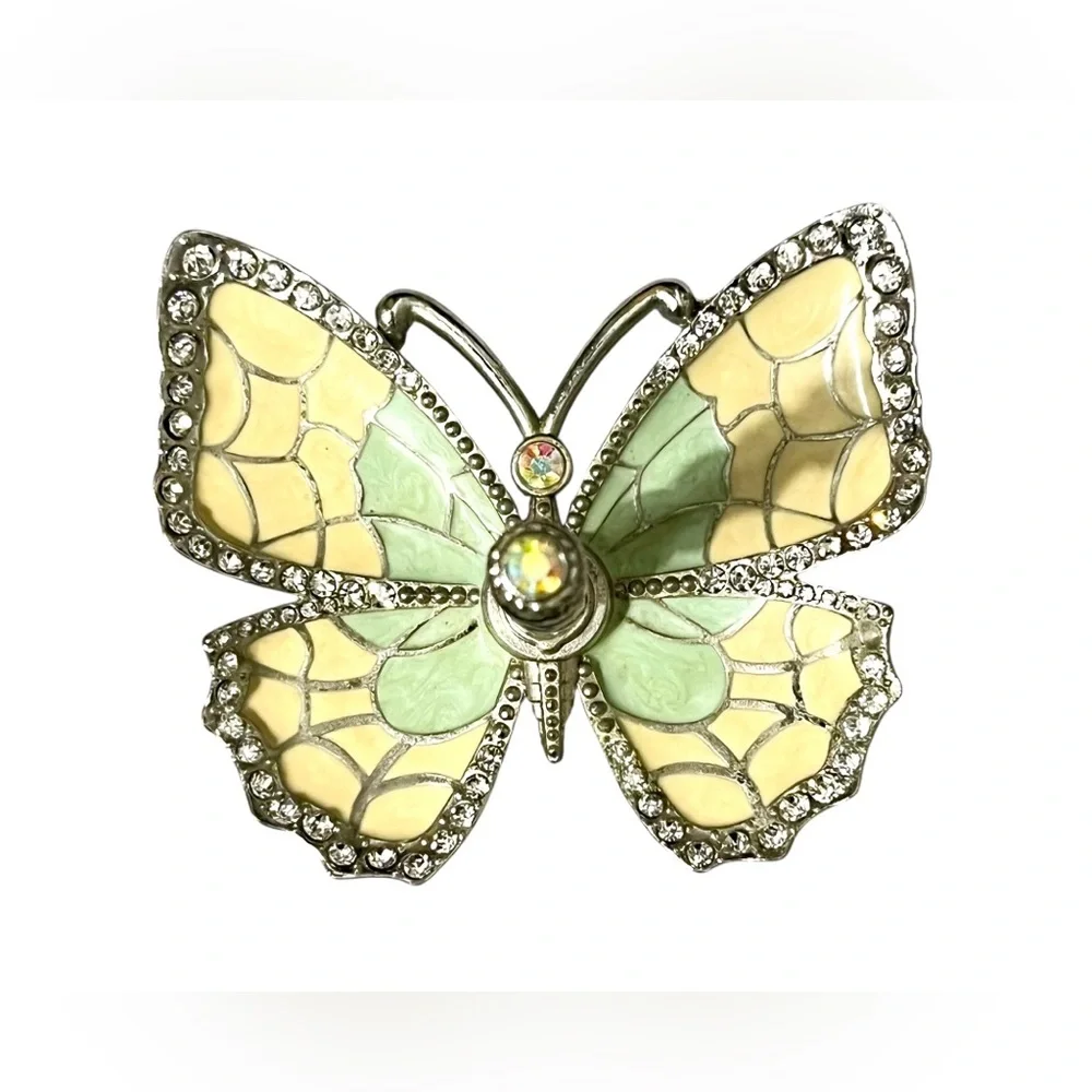 Enamel Butterfly With Rhinestones Ring Holder/Trinket Dish